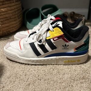 Adidas Kids White and Black Sneakers with Color Accents